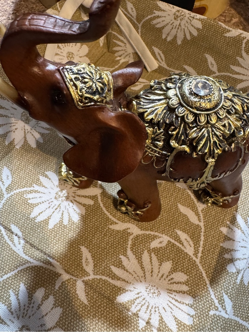 Decorative Brown & Gold Elephant Figurine by